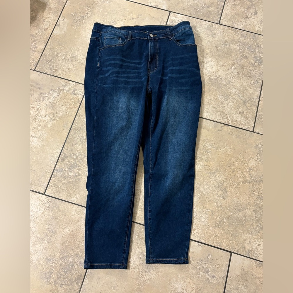 SHEIN Dark Indigo Curvy High-Rise Jeans 2x
